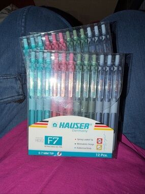 Hauser F7 Retractable Gel Pens - Multi Color Pack (12 pcs) Made in Germany.